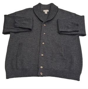 Tricots St Raphael~VTG 90s~100% WOOL~Dark Grey~Grandpa Cardigan~Size XL